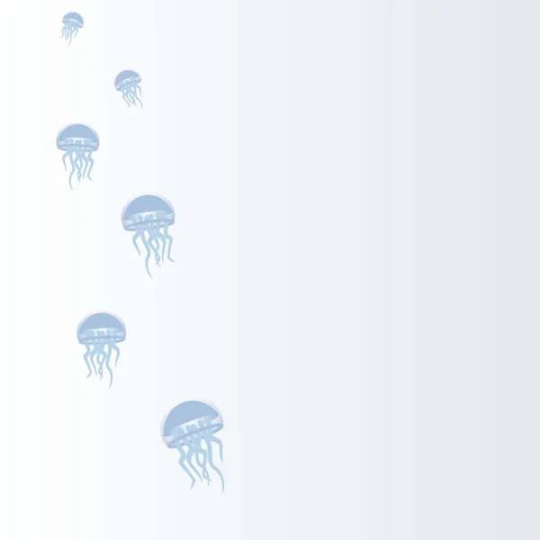 Jellyfish on blue sea backdrop — Stock Vector