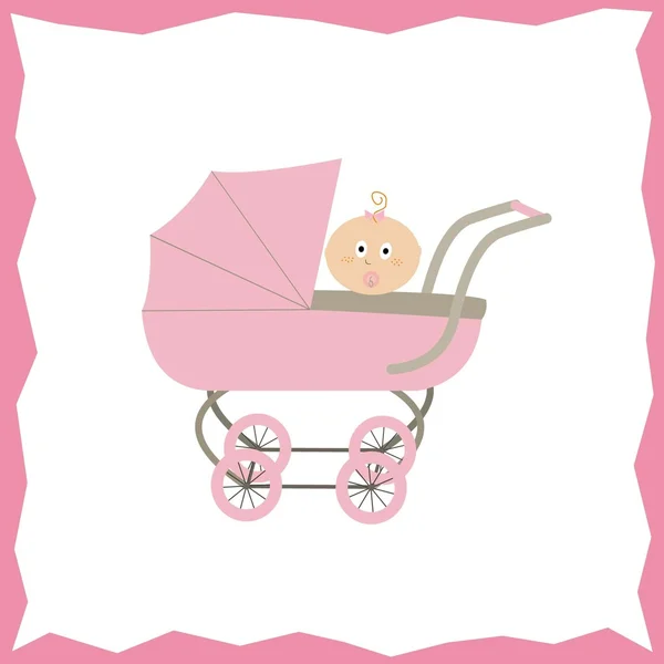 Tarjeta con bebé niña — Vector de stock