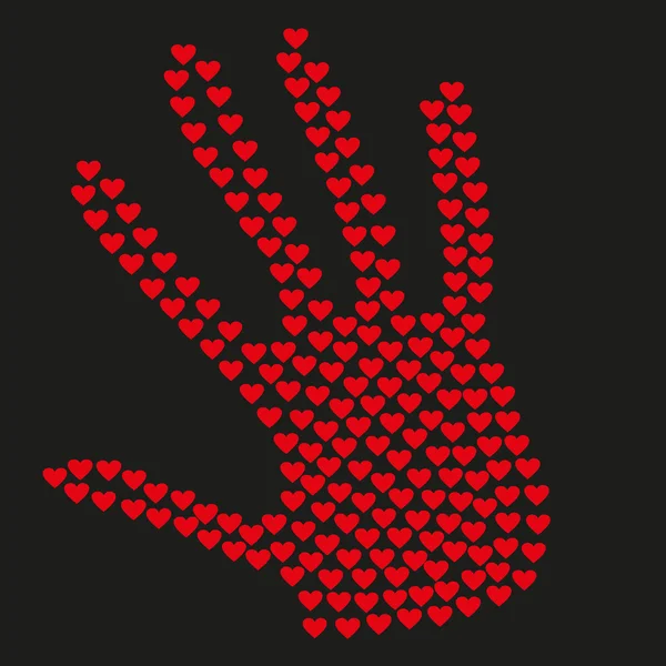 Srdce v ruce, červená a černá — Stockový vektor