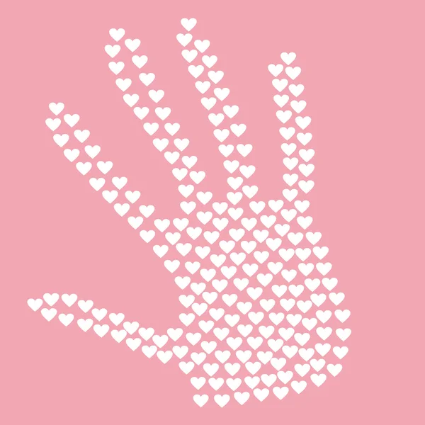 Cuore in forma di mani, rosa e bianco — Vettoriale Stock