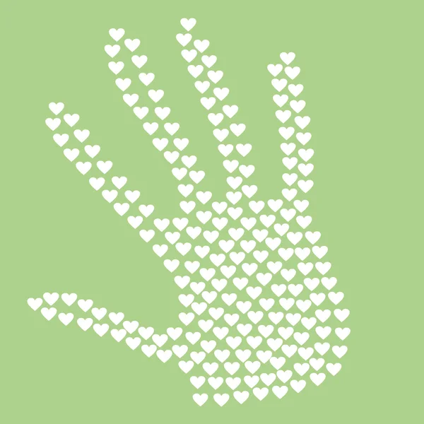 Corazón en forma de manos, verde y blanco — Archivo Imágenes Vectoriales