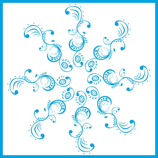 Christmas snowflake in blue on a white backdrop — Stock Vector