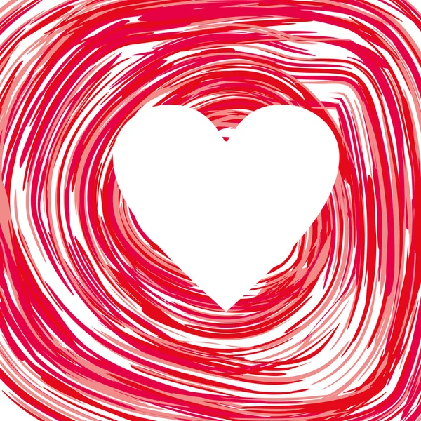 Fondo con corazón blanco y círculos rojos — Vector de stock