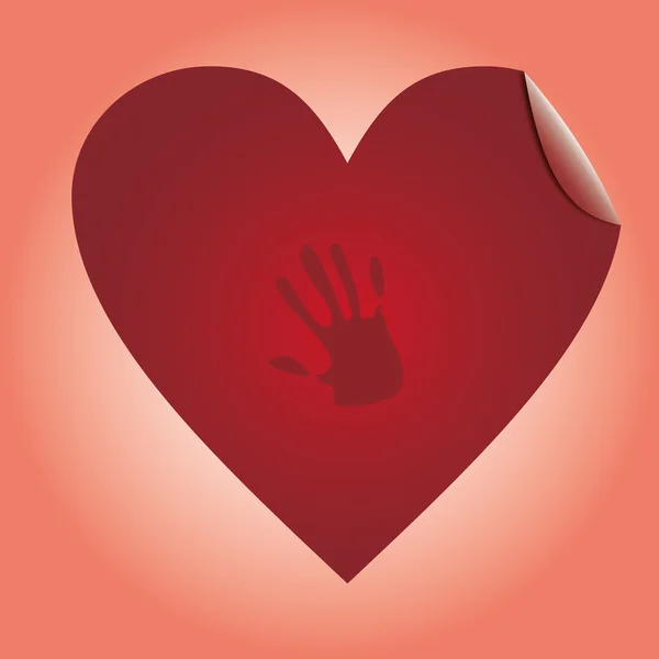 Corazón con las etiquetas rojas de la mano, pegatina para las mercancías , — Archivo Imágenes Vectoriales