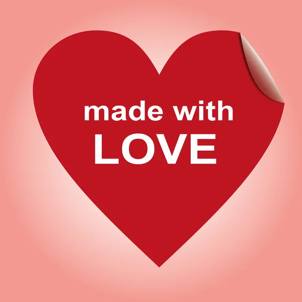 Coeur étiquettes rouges, autocollant pour les marchandises, fait avec amour — Image vectorielle