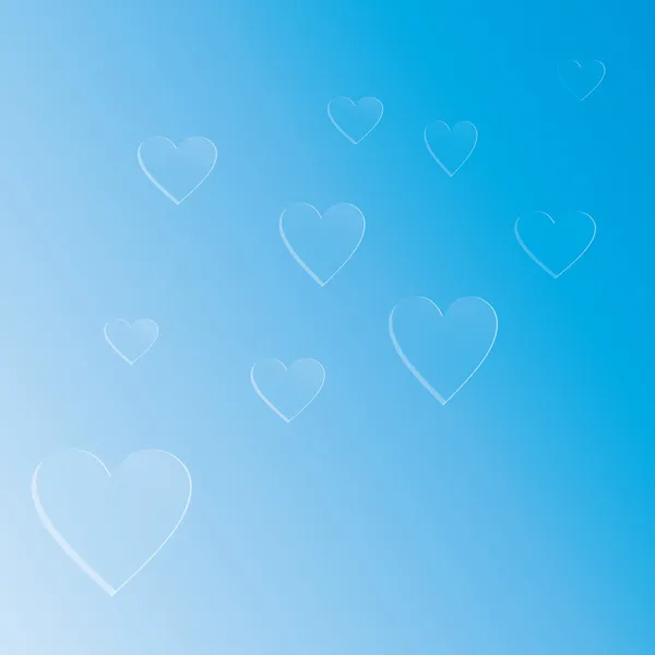 Hintergrund weiße und blaue Herzen auf blauem Grund — Stockvektor