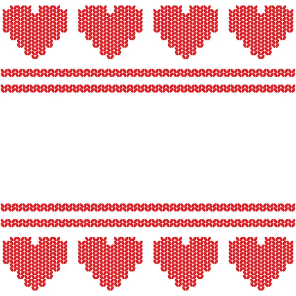 Gebreide hart. Valentijnsdag kaart — Stockfoto