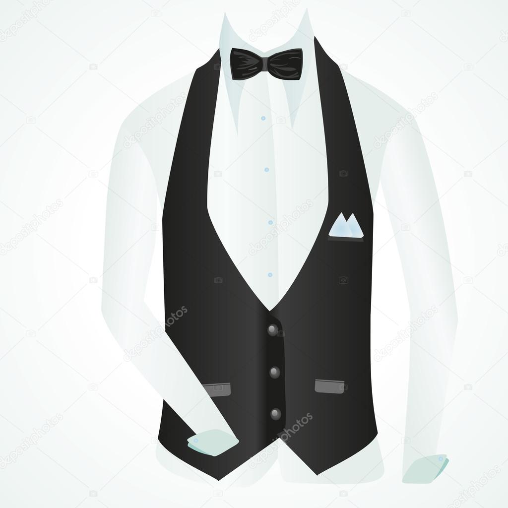 vest shirt and bow tie in business style