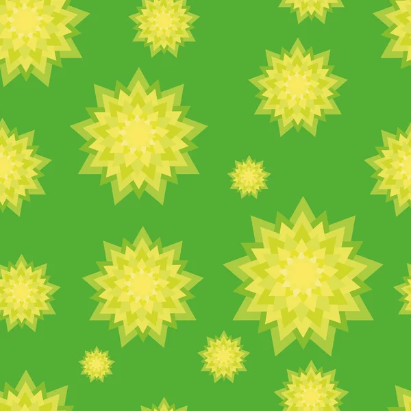 Seamless pattern with green and yellow flowers — Stock Photo, Image