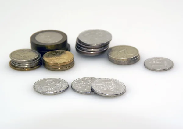 Coins on white isolated — Stock Photo, Image