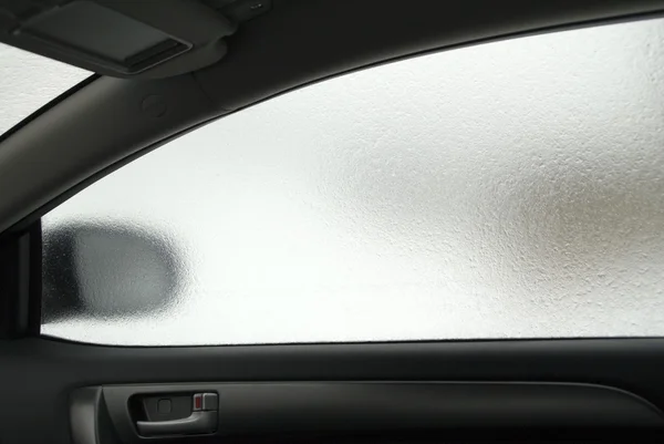 Frozen side window of the car — Stock Photo, Image