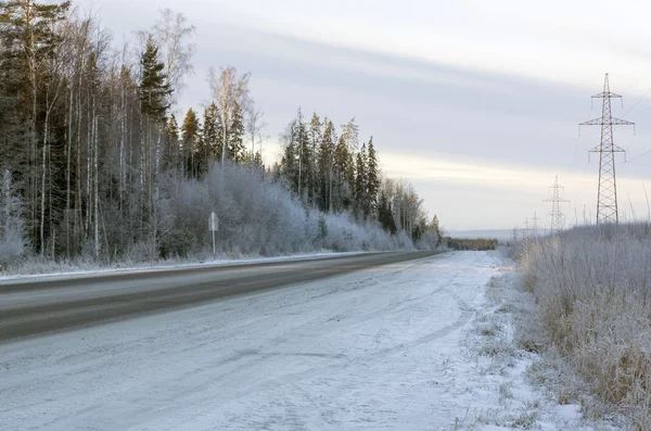 Strada statale invernale russa — Foto Stock