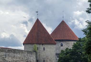 Ortaçağ kule ve duvarda tallin