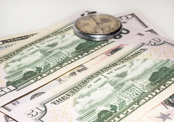 Some dollars and old watch — Stock Photo, Image