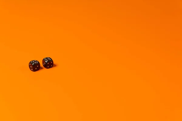Lucky Chance Game Dice Two Sixes Orange Background — стоковое фото