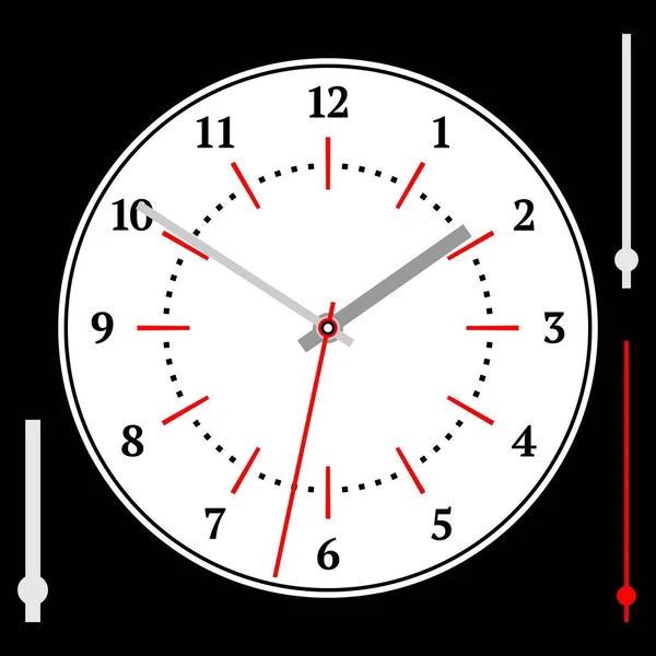 White watch dial with arrows. Black numbers. Vector illustration — 图库矢量图片