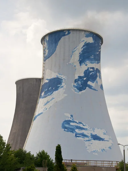 Elektrotermiczny Elektrownia - Chłodnia kominowa — Zdjęcie stockowe