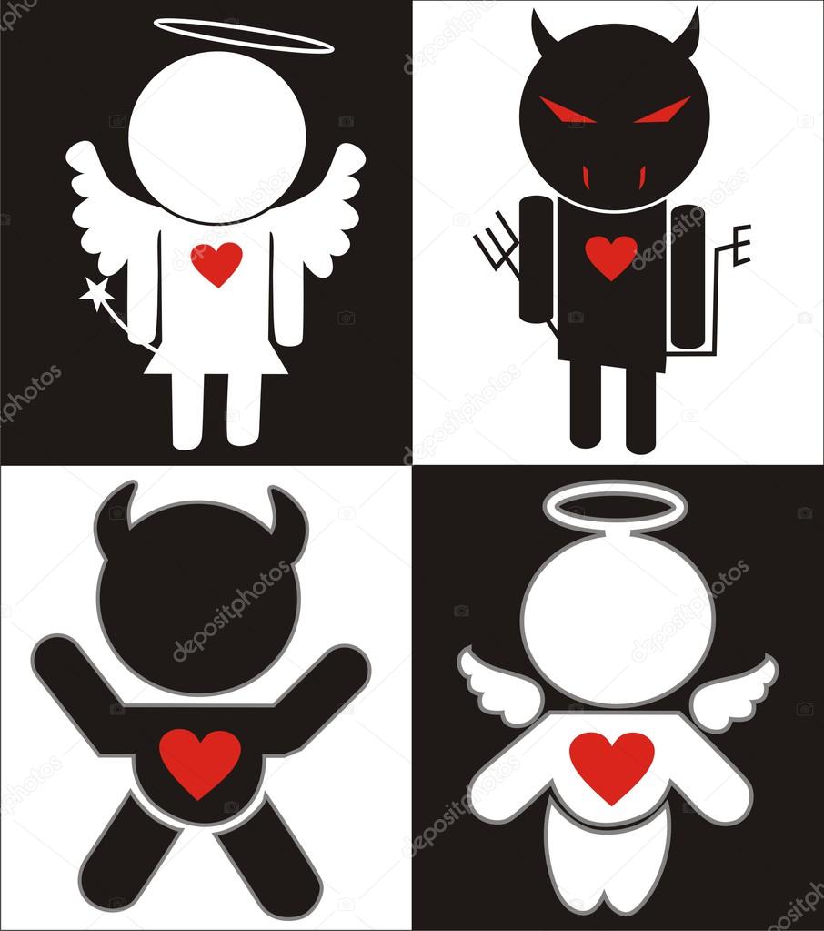 Black white Angel and Devil icons