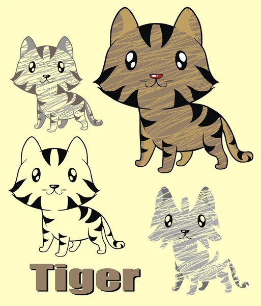 Illustration de mignon petit tigre — Image vectorielle