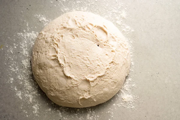 Fresh raw sourdough bread dough, baking homemade healthy bread