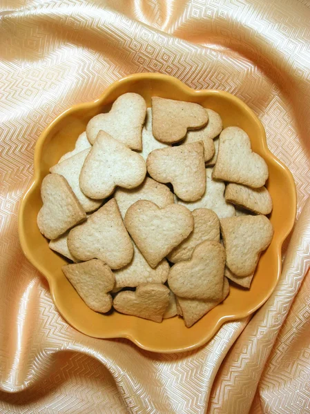 Ginger cookies in the shape of heart — Stock Photo, Image