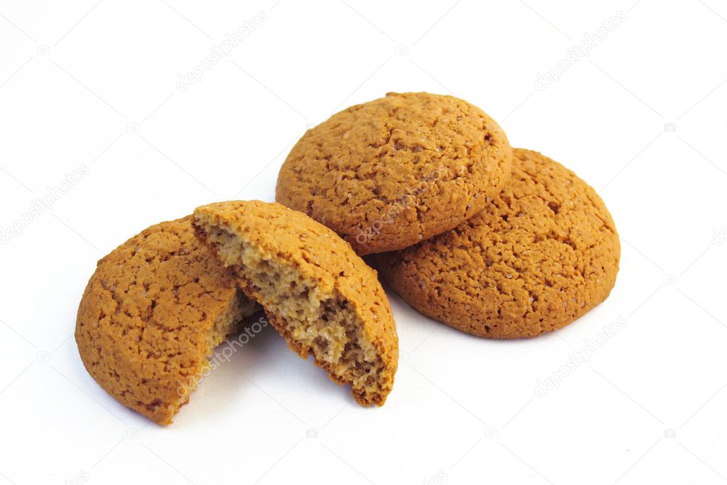 Oatmeal cookies over white background