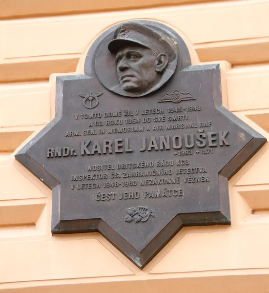 Targa commemorativa a Janousek a Praga, Repubblica Ceca — Foto Stock