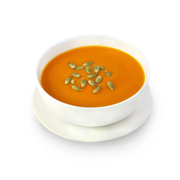 Pumpkin cream soup with pumpkin seeds — Stock Photo, Image
