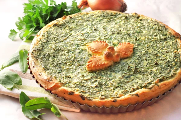 Tarta de acedera con queso de cabra — Foto de Stock