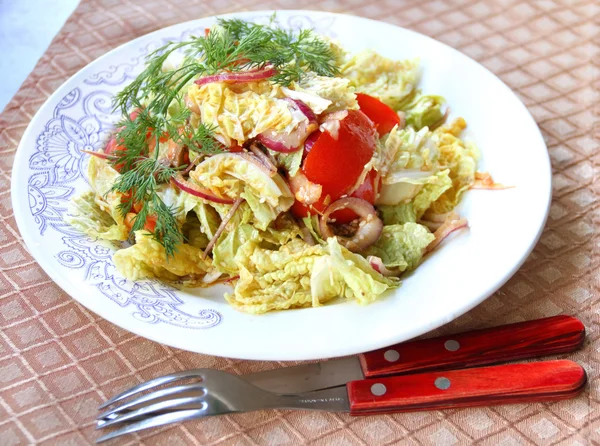 Salat mit Rindfleisch, Chinakohl und Sesam lizenzfreie Stockbilder