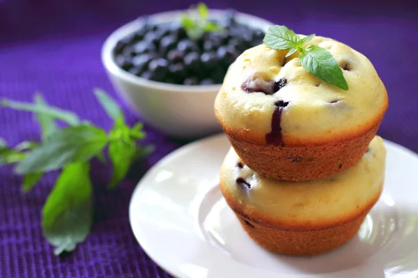 Muffin fatti in casa con mirtilli — Foto Stock
