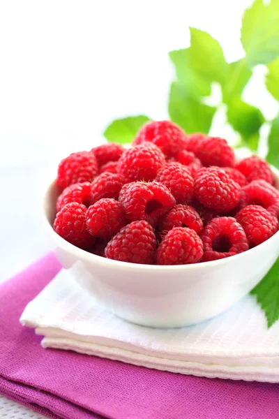 Fresh ripe raspberry in a bowl — Stock Photo, Image