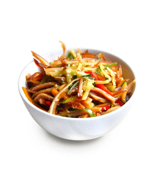 Chinese salad with spicy pig ears and vegetables — Stock Photo, Image
