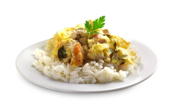 Hühnerbrust und Blumenkohl-Auflauf mit Reis — Stockfoto