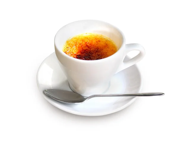 Creme Brulee in a coffee cup — Stock Photo, Image