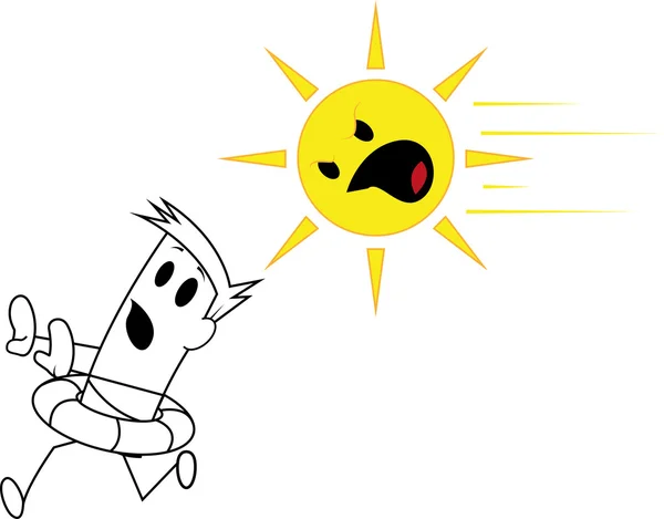Quadratischer Kerl jagt der Sonne hinterher — Stockvektor