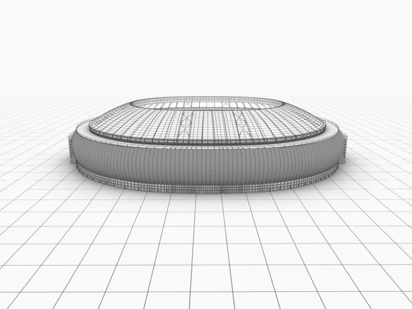 Sportarena. 3D-Abbildung in Wireframe-Ansicht — Stockfoto