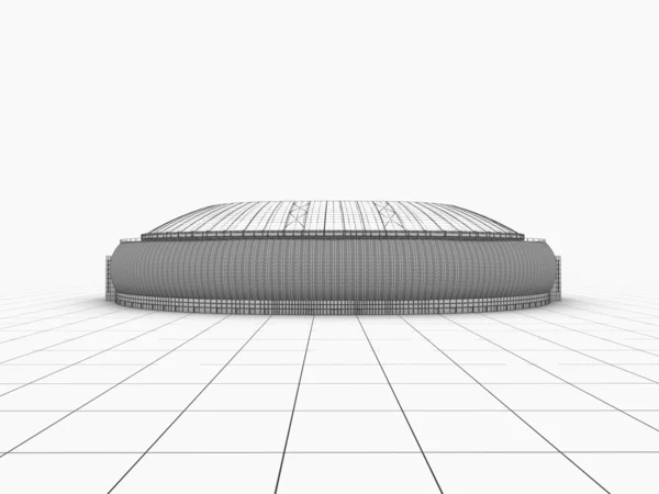 Arena deportiva. Ilustración 3d en vista de marco de alambre —  Fotos de Stock