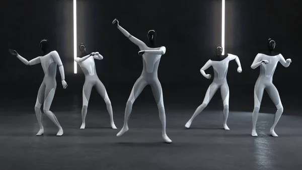 A humanoidok táncolnak. Közös tánc. 3d illusztráció — Stock Fotó