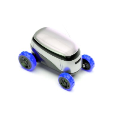 Otomatik Teslimat Robot Servisi. Modern Akıllı Kablosuz Robot bir müşteriye yiyecek ya da yiyecek dağıtıyor. Çevrimiçi Dükkanın Yeni Teknolojik Çok İş Endüstrisi Teslimat Lojistiği. 3d illüstrasyon