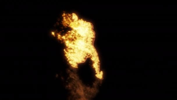 A burning man walks in slow motion. A bright blazing fire. 3D rendering. — Vídeo de stock