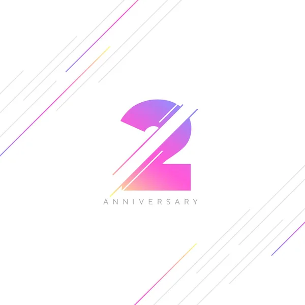 Second Anniversary Logo Design Number Icon Vector Template — Stock Vector