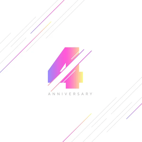 4Th Anniversary Logo Design Number Icon Vector Template — 스톡 벡터