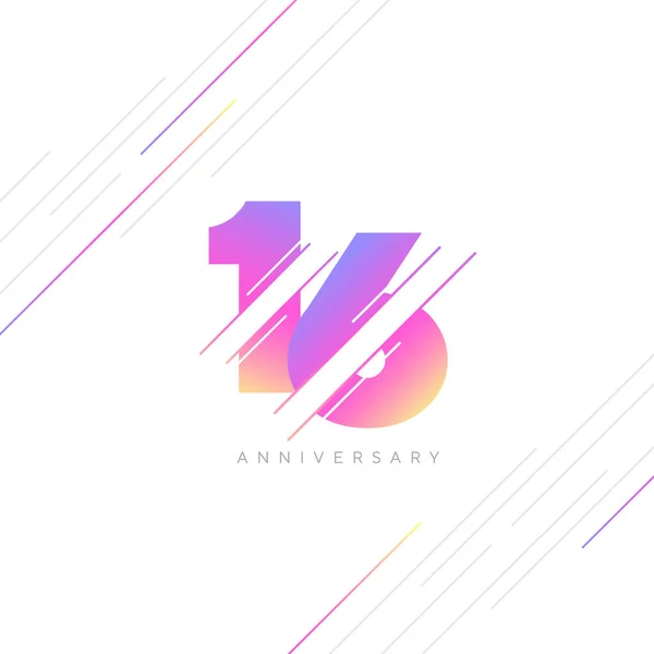 16Th Anniversary Logo Design Number Icon Vector Template — 스톡 벡터