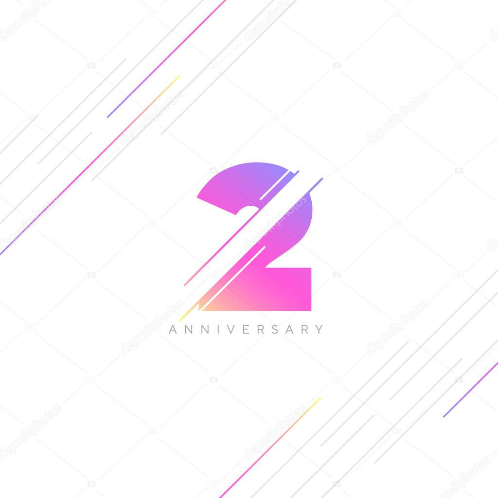 Second Anniversary Logo Design, Number 2 Icon Vector Template