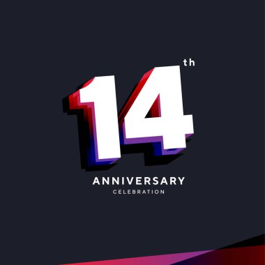 14th Anniversary Logo Design, Vector Template.
