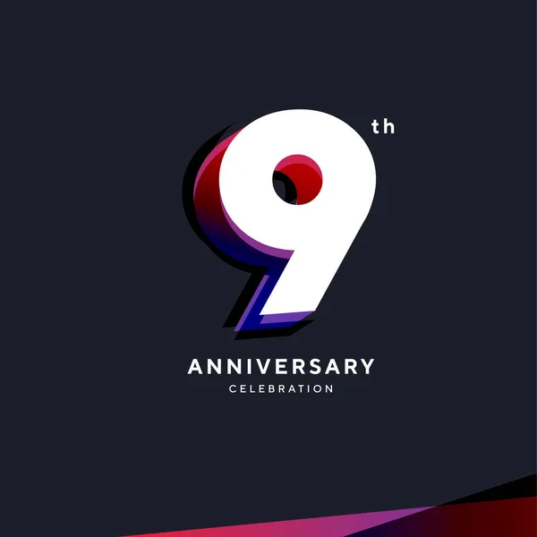 9Th Anniversary Logo Design Vector Template — 스톡 벡터