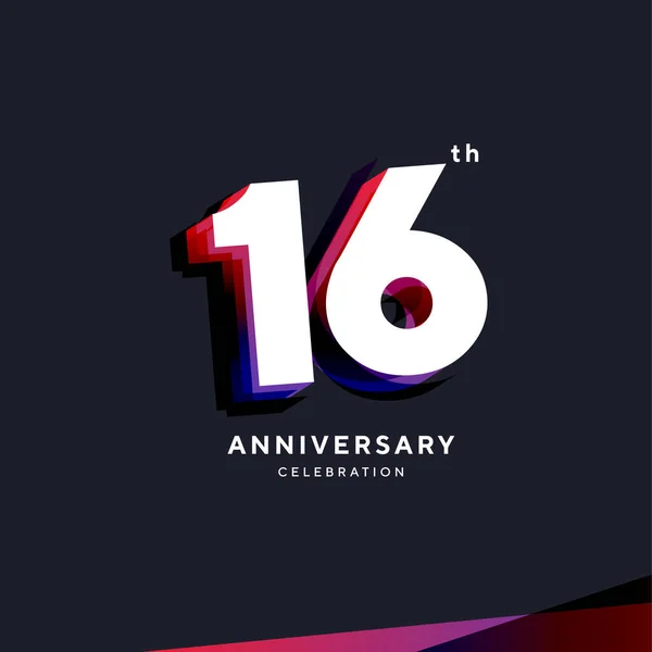 16Th Anniversary Logo Design Vector Template — ストックベクタ