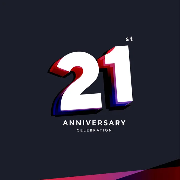 21Th Anniversary Logo Design Vector Template — ストックベクタ