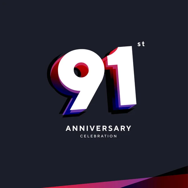 91Th Anniversary Logo Design Vector Template — 图库矢量图片